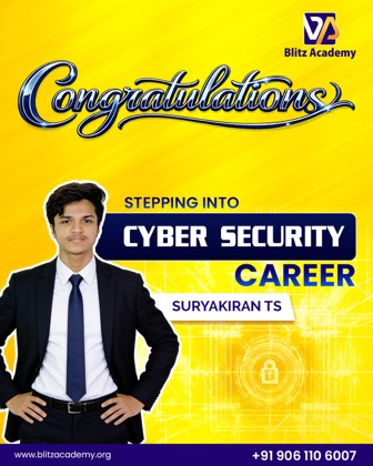 Surya Kiran T S, placed as Cyber security